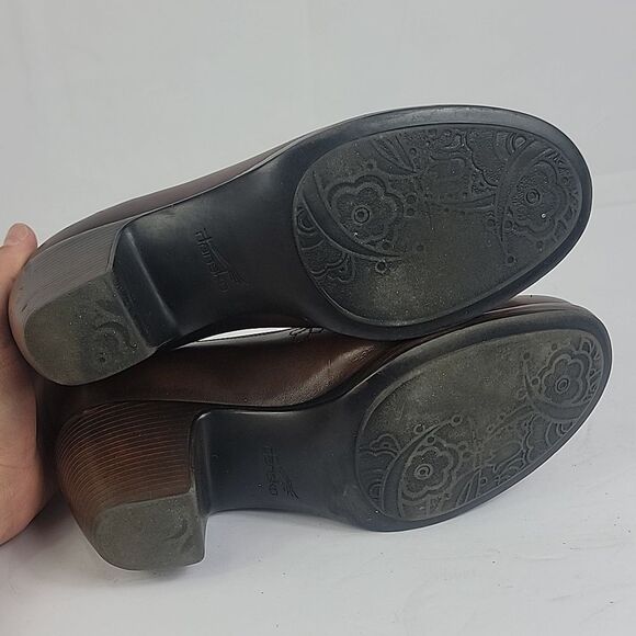 Dansko Beth Nappa Brown Leather Heeled Loafers - Picture 10 of 11